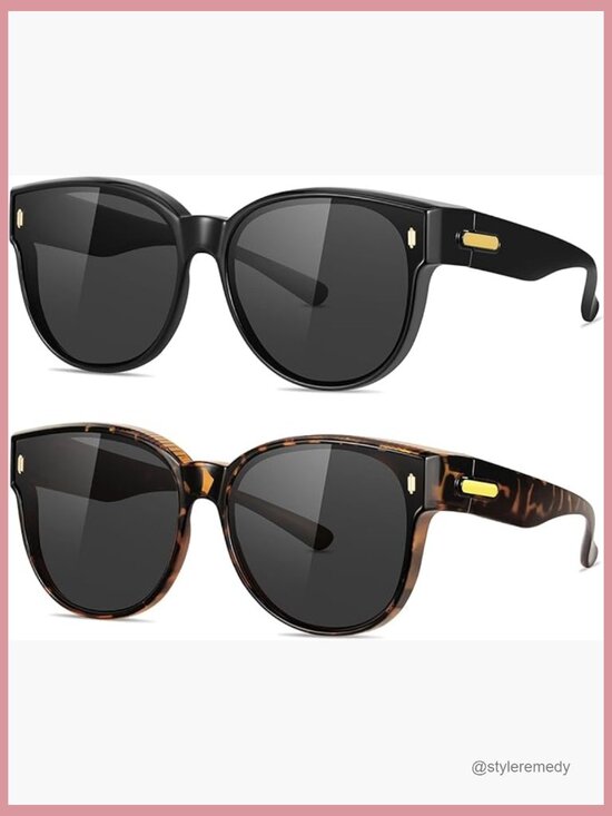 Polarized Fit Over Glasses Sunglasses Large Round Cateye UV400 main image 7
